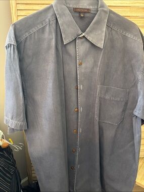 Men's Saltaire Acid Washed Short-Sleeve Button-Up Shirt Large